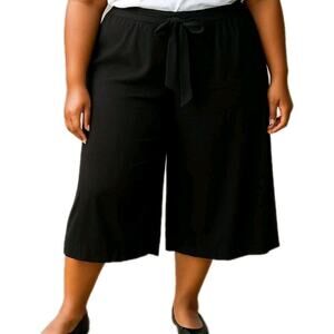 Lane Bryant Velvet Wide Leg Pants Womens Plus Size 22/24 Black Velour Waist Tie